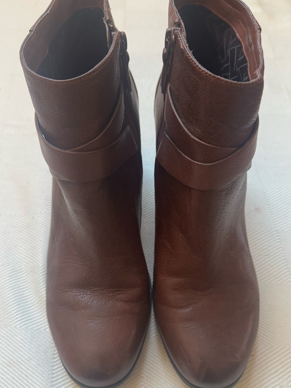 Cole Haan Brown Leather Ankle Booties with Wrap Strap
